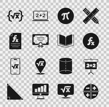 Set XYZ Coordinate system, Chalkboard, Function mathematical symbol, Pi Stock Illustration