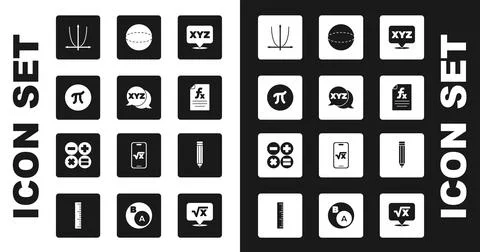 Set XYZ Coordinate system, Pi symbol, Graph, schedule, chart, diagram, Function Stock Illustration