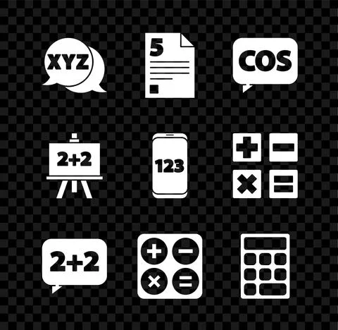 Set XYZ Coordinate system, Test exam sheet, Mathematics function cosine Stock Illustration
