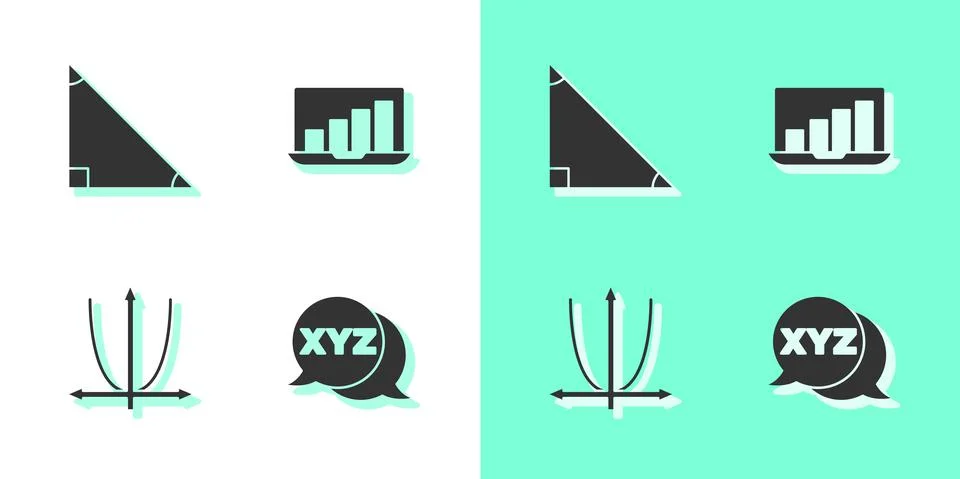 Set XYZ Coordinate system, Triangle math, Graph, schedule, chart, diagram and Illustrazione stock