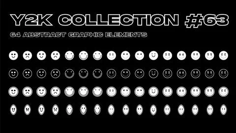 Set of Y2K bling retro elements and abstract brutalism shapes. Illustrazione stock