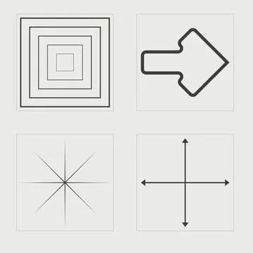 Set of Y2K style vectors of objects. Trendy geometric postmodern figures 스톡 일러스트