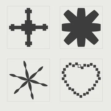 Set of Y2K style vectors of objects. Trendy geometric postmodern figures 스톡 일러스트