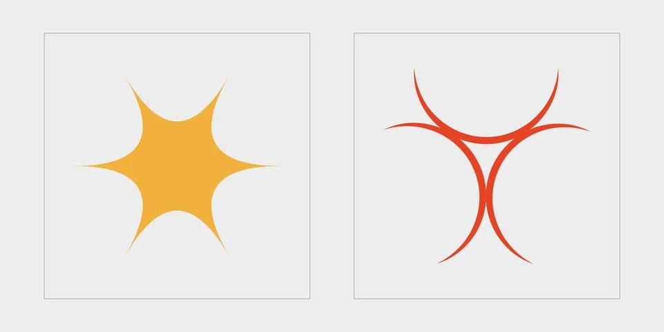 Set of Y2K style vectors of objects. Brutalism star and flower shapes. Elements Stock Illustration