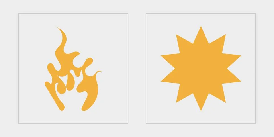 Set of Y2K style vectors of objects. Brutalism star and flower shapes. Elements Stock Illustration