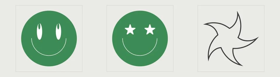 Set of Y2K style vectors of objects. Trendy geometric postmodern figures. Modern 스톡 일러스트