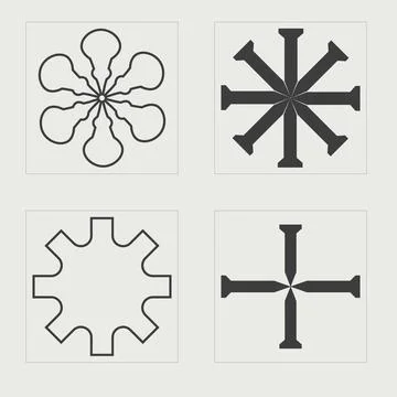 Set of Y2K style vectors of objects. Brutalism star and flower shapes. Flat Stock Illustration
