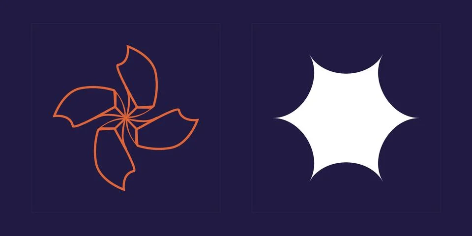 Set of Y2K style vectors of objects. Brutalism star and flower shapes. For Illustrazione stock