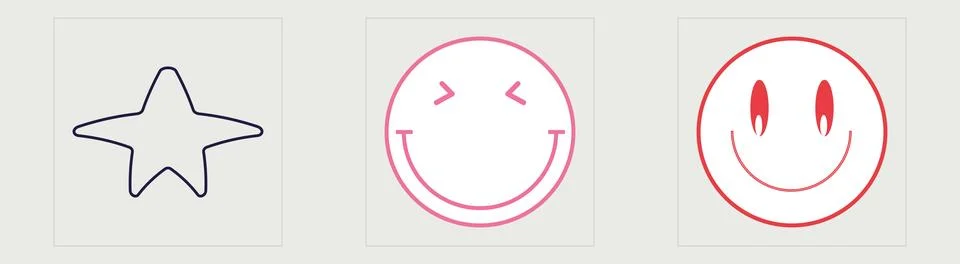 Set of Y2K style vectors of objects. Trendy geometric postmodern figures. Flat Stock Illustration