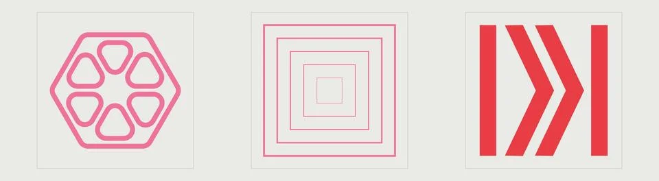 Set of Y2K style vectors of objects. Trendy geometric postmodern figures. Flat 스톡 일러스트