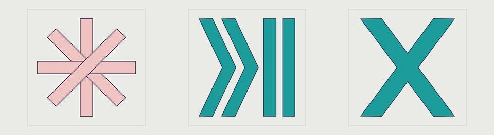 Set of Y2K style vectors of objects. Brutalism star and flower shapes. Elements Stock Illustration