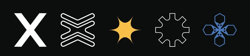 Set of Y2K style vectors of objects. Trendy geometric postmodern figures. Modern 스톡 일러스트