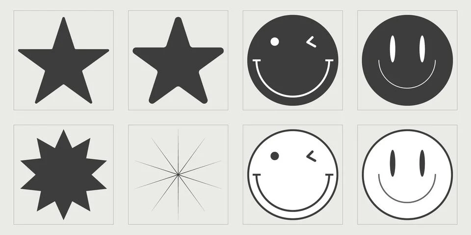 Set of Y2K style vectors of objects. Retro futuristic graphic ornaments. Modern 库存插图