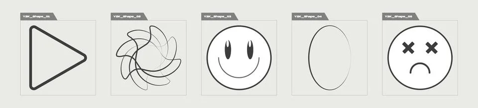Set of Y2K style vectors of objects. Large set of retro objects for design Stock Illustration