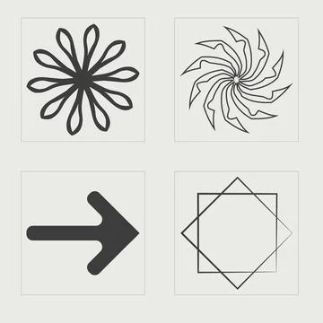 Set of Y2K style vectors of objects. Trendy geometric postmodern figures 스톡 일러스트