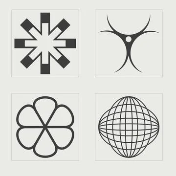 Set of Y2K style vectors of objects. Trendy geometric postmodern figures Illustrazione stock
