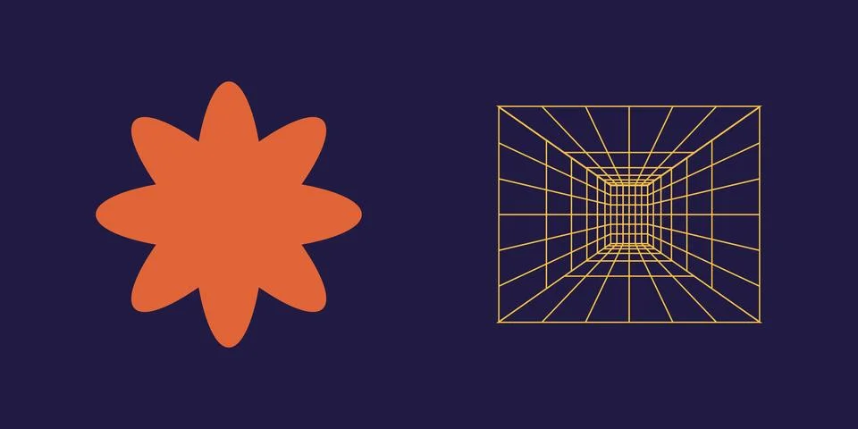 Set of Y2K style vectors of objects. Trendy geometric postmodern figures. For Stock Illustration