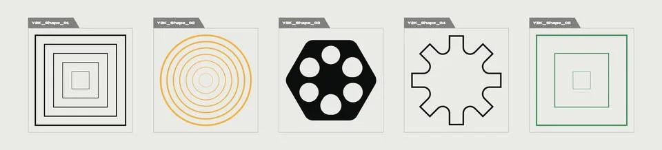 Set of Y2K style vectors of objects. Extraordinary Graphic Assets. For modern T Stock Illustration