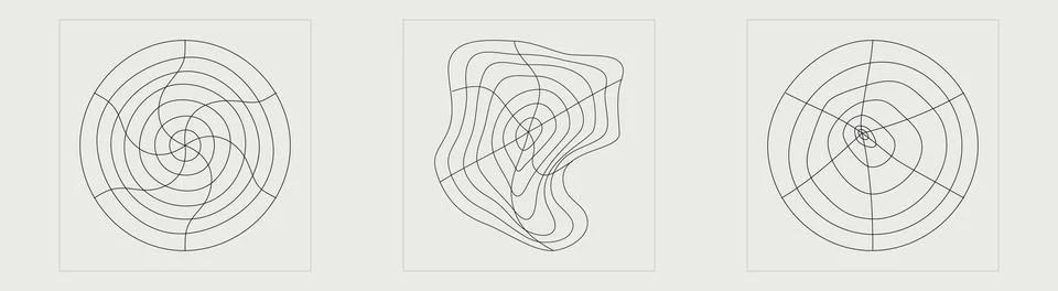 Set of Y2K style vectors of objects. Trendy geometric postmodern figures. Flat イラスト素材