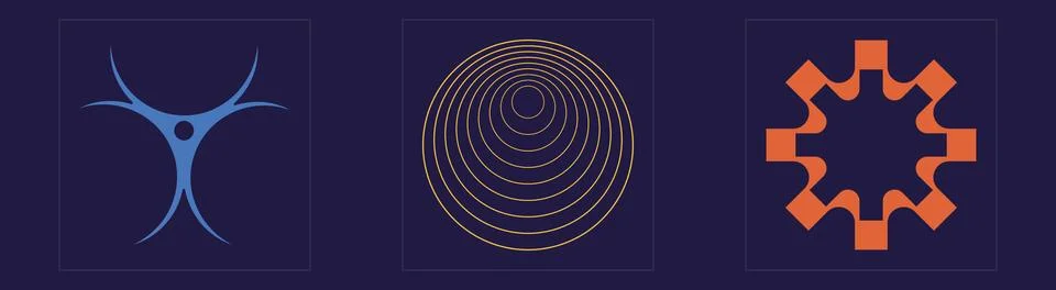 Set of Y2K style vectors of objects. Trendy geometric postmodern figures. Modern 스톡 일러스트