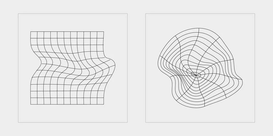 Set of Y2K style vectors of objects. Trendy geometric postmodern figures. Flat Stock Illustration