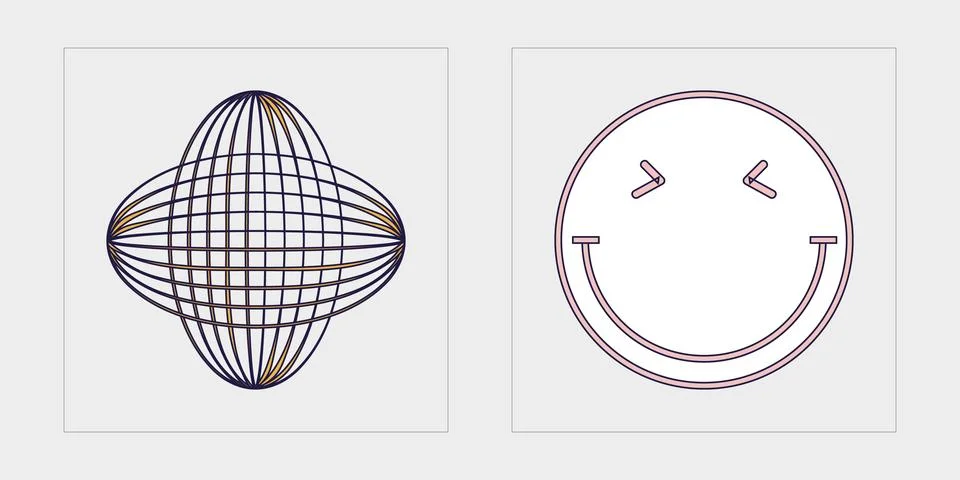 Set of Y2K style vectors of objects. Brutalism star and flower shapes. Templates Stock Illustration