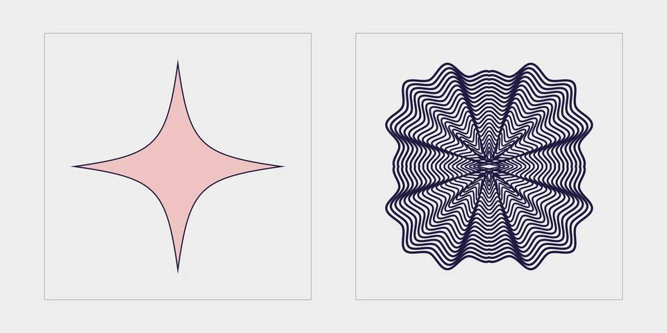 Set of Y2K style vectors of objects. Trendy geometric postmodern figures. Modern 库存插图