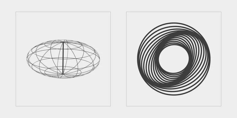 Set of Y2K style vectors of objects. Trendy geometric postmodern figures. For Stock Illustration