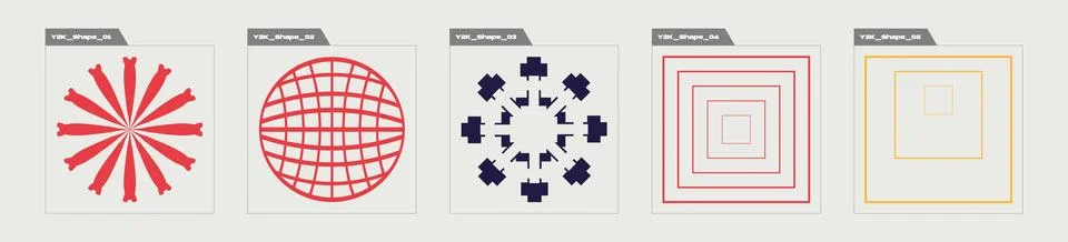 Set of Y2K style vectors of objects. Large set of retro objects for design Stock Illustration