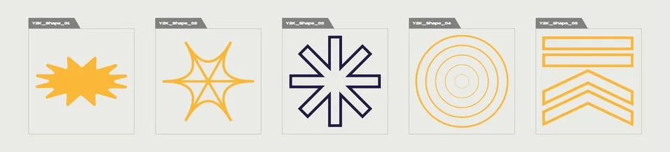 Set of Y2K style vectors of objects. Rave psychedelic retro futuristic set Stock Illustration