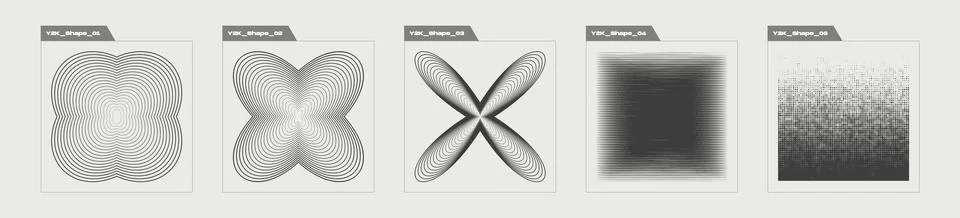 Set of Y2K style vectors of objects. Trendy geometric postmodern figures. For Stock Illustration