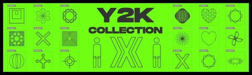 Set of Y2K style vectors of objects. Retro futuristic graphic ornaments 库存插图