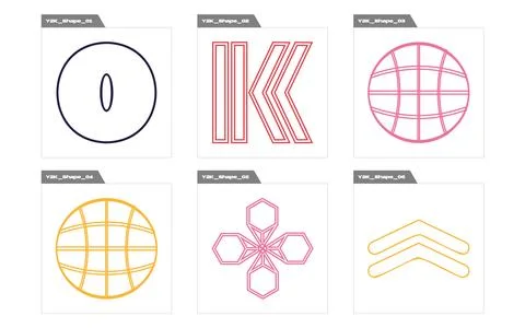 Set of Y2K style vectors of objects. Trendy geometric postmodern figures Illustrazione stock