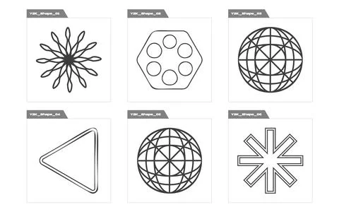 Set of Y2K style vectors of objects. Brutalism star and flower shapes. Elements Stock Illustration