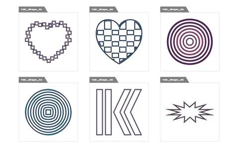 Set of Y2K style vectors of objects. Trendy geometric postmodern figures Stock Illustration