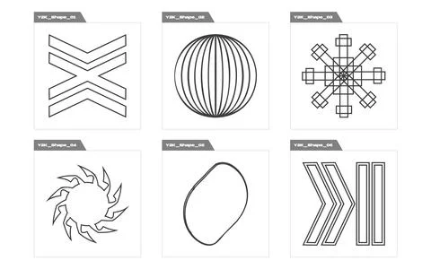 Set of Y2K style vectors of objects. Trendy geometric postmodern figures 库存插图