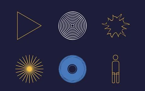 Set of Y2K style vectors of objects. Brutalism star and flower shapes. Flat Stock Illustration