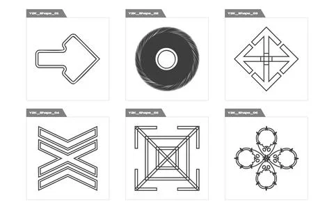 Set of Y2K style vectors of objects. Trendy geometric postmodern figures. Modern 스톡 일러스트