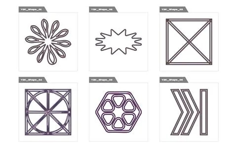 Set of Y2K style vectors of objects. Trendy geometric postmodern figures 스톡 일러스트