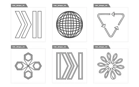 Set of Y2K style vectors of objects. Extraordinary Graphic Assets. Elements for Stock Illustration