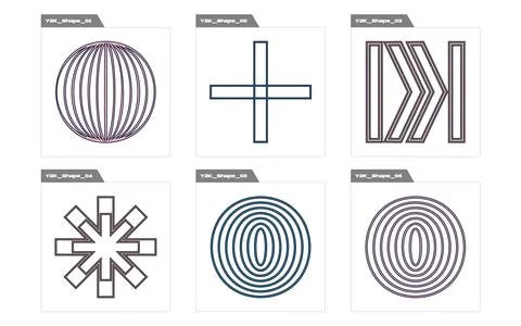 Set of Y2K style vectors of objects. Extraordinary Graphic Assets. Modern Stock Illustration