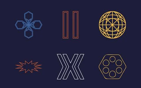 Set of Y2K style vectors of objects. Brutalism star and flower shapes. Flat Stock Illustration