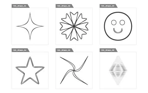 Set of Y2K style vectors of objects. Trendy geometric postmodern figures 库存插图