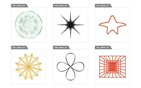 Set of Y2K style vectors of objects. Trendy geometric postmodern figures. For Illustrazione stock