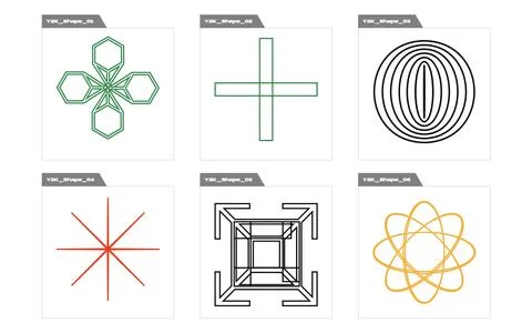 Set of Y2K style vectors of objects. Trendy geometric postmodern figures 스톡 일러스트