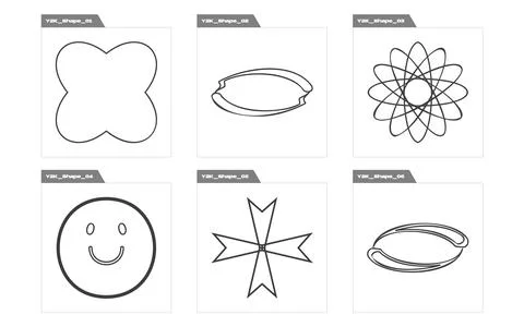 Set of Y2K style vectors of objects. Big collection of abstract graphic Illustrazione stock