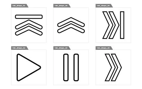 Set of Y2K style vectors of objects. Brutalism star and flower shapes. Elements Stock Illustration