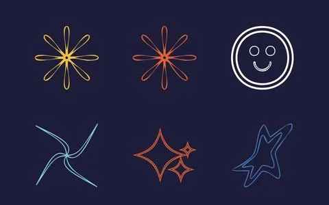 Set of Y2K style vectors of objects. Trendy geometric postmodern figures 스톡 일러스트