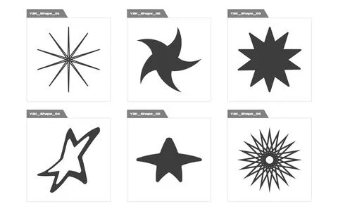 Set of Y2K style vectors of objects. Trendy geometric postmodern figures 스톡 일러스트