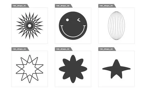 Set of Y2K style vectors of objects. Extraordinary Graphic Assets. Modern Stock Illustration